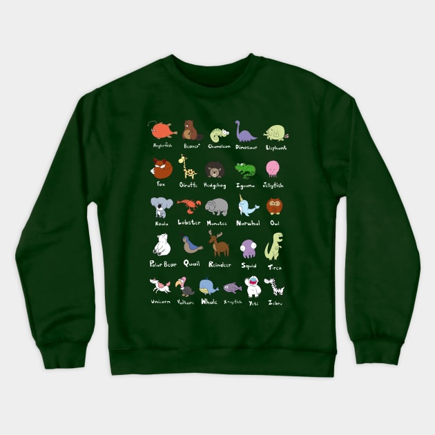 Animal Alphabet Crewneck Sweatshirt by ptdoodles